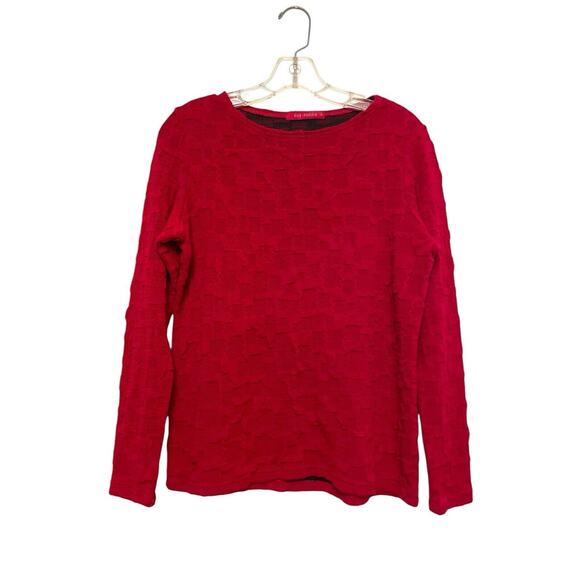 Cut Loose Long Sleeve Textured Knit Top‎ Shirt Women Size Small Red Funky Unique - Picture 1 of 7